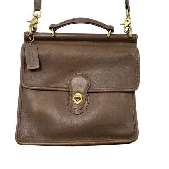 Vintage Coach Taupe Leather Willis Crossbody & Top Handle Bag F6C-9927 - Picture 5 of 15
